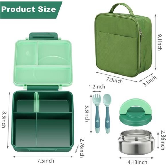 Bento Lunch Box Set for Kids with 8oz Soup Thermo, Leak-Proof Lunch Containers - Picture 6 of 7